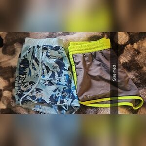 Under Armour Blue Camo and Gray Neon Shorts
